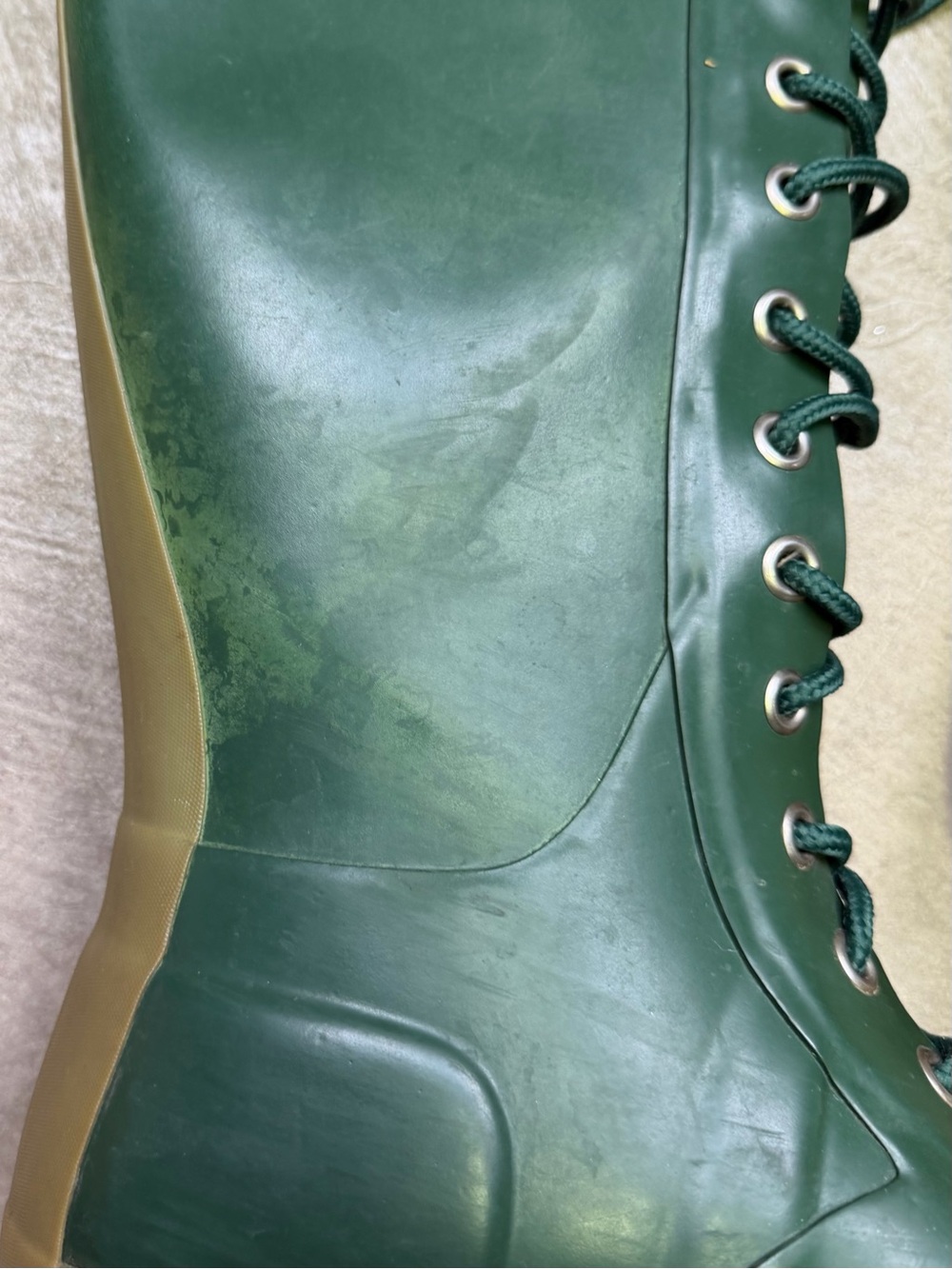 Hunter Women’s 7 Green Lace Up Tall Rubber Rain Boots Knee High circa 2010-2012 - Picture 13 of 16